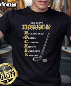 Pretty I Love Hockey acronym T-shirt featuring a stylish design perfect for hockey fans and enthusiasts.