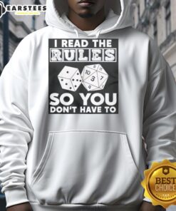 Stylish 'I Read The Rules So You Don't Have To' hoodie in a cozy setting, perfect for casual wear and making a statement.