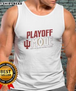 Alt Text: Stylish Indiana Hoosiers CFP 2025-2026 Playoff Mode logo tank top, perfect for fans and game day attire.