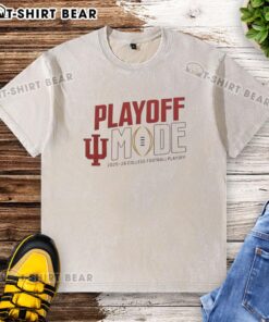 Alt Text: Stylish washed t-shirt featuring the Indiana Hoosiers CFP 2025-2026 playoff mode logo, perfect for fans.