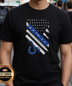 Pretty Indianapolis Colts Football X Teacher American Flag T-Shirt showcasing patriotic design for fans and educators.
