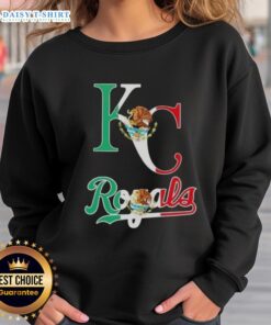 Pretty Kansas City Royals baseball sweatshirt featuring a vibrant Mexican flag design, perfect for fans and style enthusiasts.