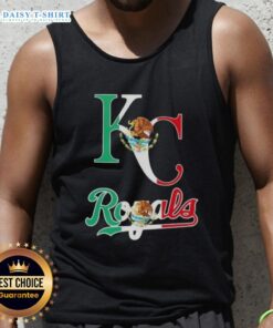 Alt Text: Kansas City Royals baseball tank top featuring a vibrant Mexican flag design, perfect for sports fans and cultural pride.