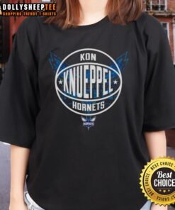 Pretty Kon Knueppel Charlotte Hornets basketball logo on a stylish ladies tee, perfect for fans and casual wear.