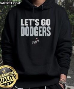 Stylish Los Angeles Dodgers hoodie with 'Let's Go Dodgers' slogan, perfect for fans showing team spirit.