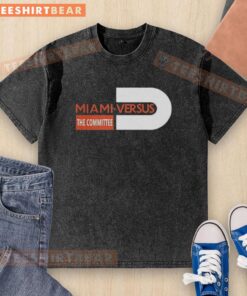 Pretty Miami Hurricanes Football logo on a washed t-shirt, featuring Miami versus The Committee design.