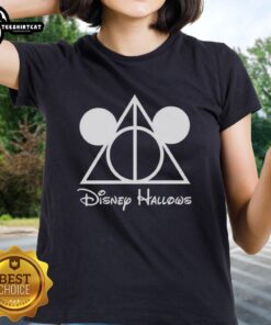 Pretty Mickey Mouse Deathly Hallows ladies tee featuring a stylish design combining Disney and Harry Potter themes.