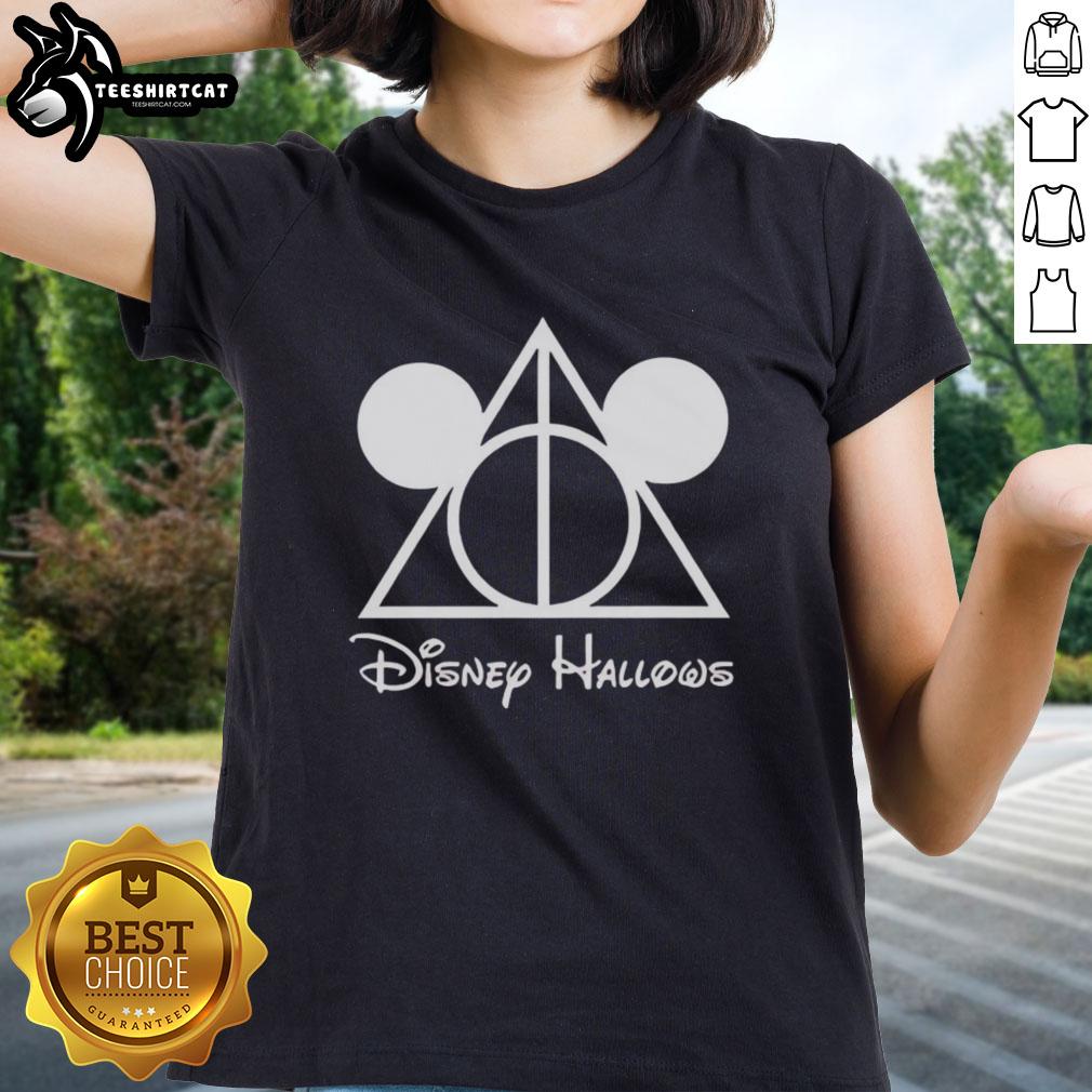 pretty-mickey-mouse-deathly-hallows-ladies-tee Pretty Mickey Mouse Deathly Hallows ladies tee featuring a stylish design combining Disney and Harry Potter themes.