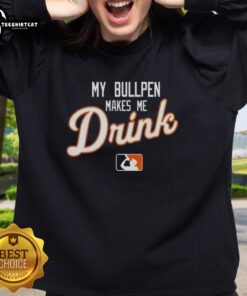 Pretty My Bullpen Makes Me Drink logo sweatshirt in vibrant colors, perfect for baseball fans and casual wear.