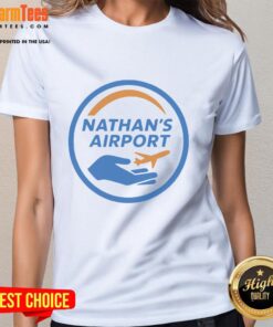 Pretty Nathan's Airport Logo Ladies Tee featuring a stylish design perfect for travel enthusiasts and casual wear.