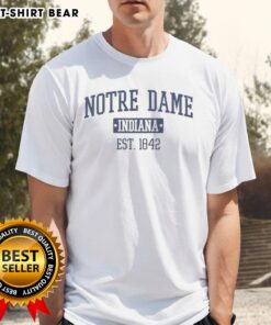 Pretty Notre Dame Indiana Est 1842 vintage T-shirt featuring classic design and vibrant colors, perfect for fans.