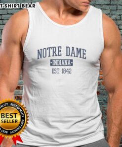 Vintage Notre Dame Indiana Est 1842 tank top showcasing classic design and university spirit.