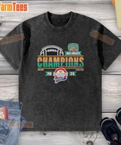 Pretty Ohio Bobcats 2025 Scooters Coffee Frisco Bowl Champions Classic Washed T-Shirt in green with vibrant team logo.