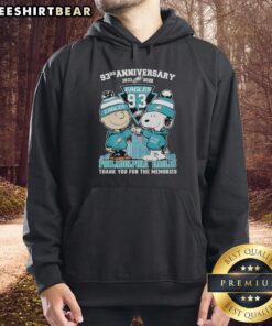 Stylish Philadelphia Eagles outfit featuring Snoopy and Charlie Brown hoodie for the 93rd anniversary, 1933-2026.