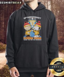 Alt Text: Stylish Pittsburgh Steelers outfit featuring Snoopy and Charlie Brown hoodie, celebrating 93rd anniversary (1933-2026).