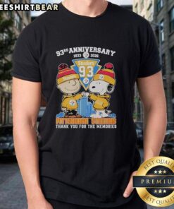 Alt Text: Stylish Pittsburgh Steelers outfit featuring a Snoopy and Charlie Brown 93rd anniversary T-shirt, celebrating 1933-2026.