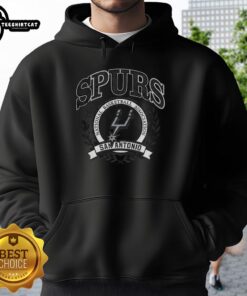 Retro hoodie featuring the San Antonio Spurs NBA logo in a laurel wreath frame, perfect for basketball fans.