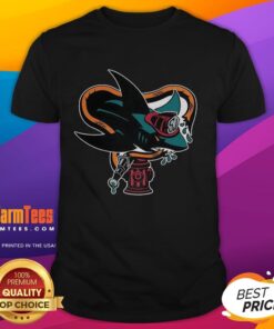 Pretty San Jose Sharks NHL First Responders Night logo t-shirt featuring vibrant colors and team branding.