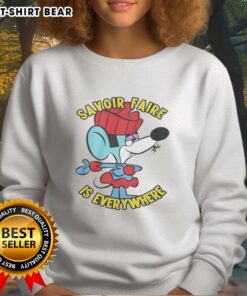 Pretty Savoir Faire Is Everywhere sweatshirt displayed on a mannequin, showcasing its stylish design and vibrant colors.