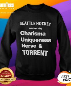 Pretty Seattle Hockey sweatshirt featuring Charisma, Uniqueness, Nerve, and Torrent design, perfect for fans and fashion.