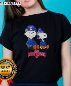 Pretty Smu Mustangs x Snoopy and Charlie Brown ladies tee featuring vibrant graphics and a stylish design.