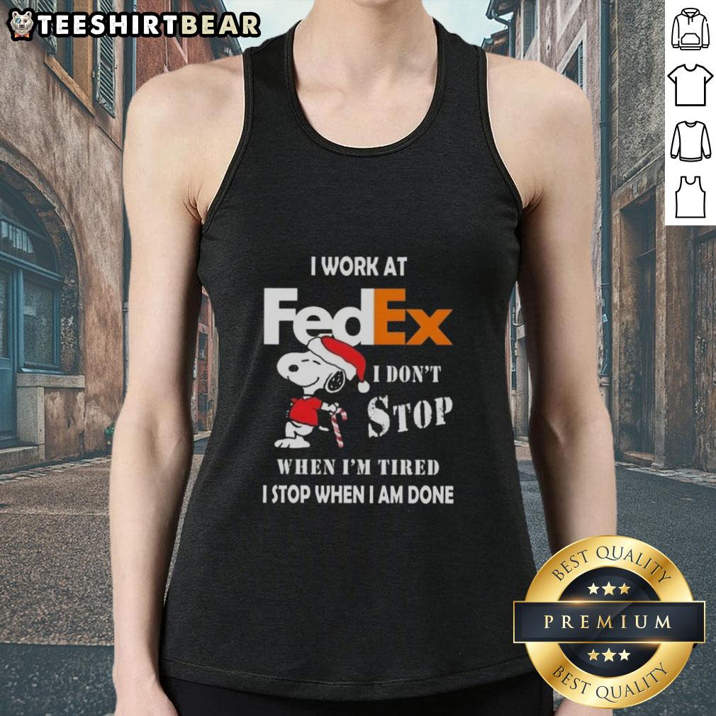 pretty-snoopy-i-work-at-fedex-i-dont-stop-when-im-tired-i-stop-when-i-am-done-christmas-tank-top Pretty Snoopy tank top for FedEx workers: 'I don't stop when I'm tired, I stop when I'm done' - perfect Christmas apparel.