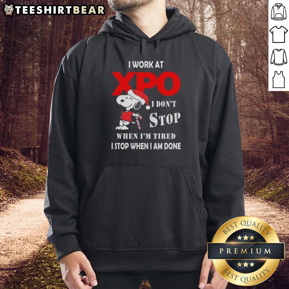 pretty-snoopy-i-work-at-xpo-i-dont-stop-when-im-tired-i-stop-when-i-am-done-christmas-hoodie Alt Text: Pretty Snoopy Christmas hoodie with 'I work at Xpo, I don't stop when I'm tired, I stop when I'm done' slogan.
