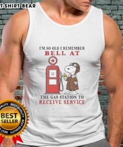 Pretty Snoopy tank top featuring 'I'm so old I remember the bell at the gas station' design for nostalgic fans.
