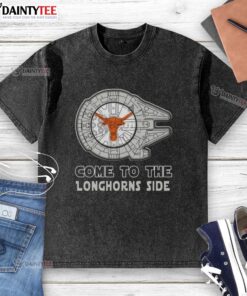 Alt Text: Pretty Star Wars Come to the Texas Longhorns Side Washed T-Shirt featuring vibrant graphics and a comfortable fit.