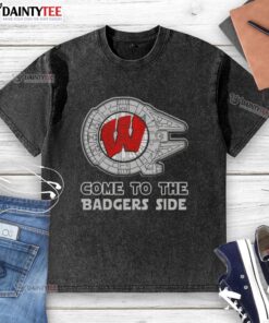 Pretty Star Wars Come to the Wisconsin Badgers Side Washed T-Shirt featuring a unique design for fans and collectors.