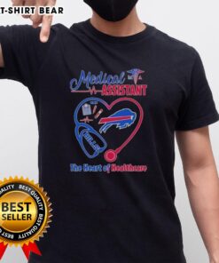 Pretty stethoscope heart design on a Buffalo Bills T-shirt for nurses and medical assistants in healthcare.