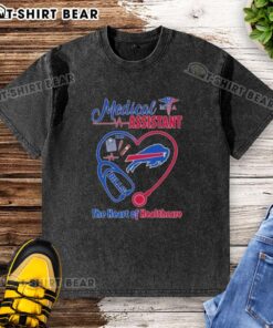 Pretty stethoscope heart design on Buffalo Bills medical assistant t-shirt, celebrating the heart of healthcare.