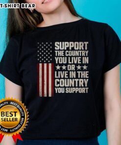 Pretty support the country you live in or live in the country you support flag ladies tee showcasing patriotic design.