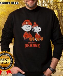 Alt Text: Stylish Syracuse Orange sweatshirt featuring Snoopy and Charlie Brown, perfect for fans and cozy casual wear.