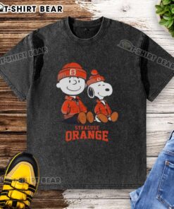 Alt Text: Stylish Syracuse Orange X Snoopy and Charlie Brown washed t-shirt featuring a vibrant design for fans and collectors.