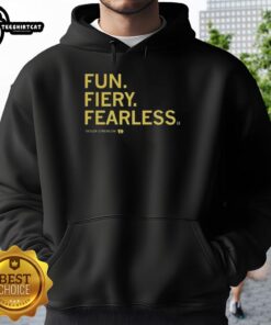 Pretty Taylor Stremlow wearing a fiery Iowa Hawkeyes basketball hoodie, showcasing fearless team spirit and style.