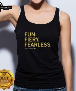Pretty Taylor Stremlow wearing Iowa Hawkeyes Basketball Fun Fiery Fearless Tank Top, showcasing team spirit and style.