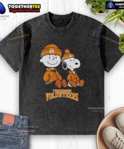 Alt Text: Pretty Tennessee Volunteers X Snoopy and Charlie Brown washed t-shirt featuring vibrant graphics and a casual style.