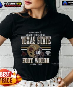 Alt Text: Pretty Texas State Bobcats 2025 Armed Forces Bowl Bound ladies tee showcasing team spirit and stylish design.