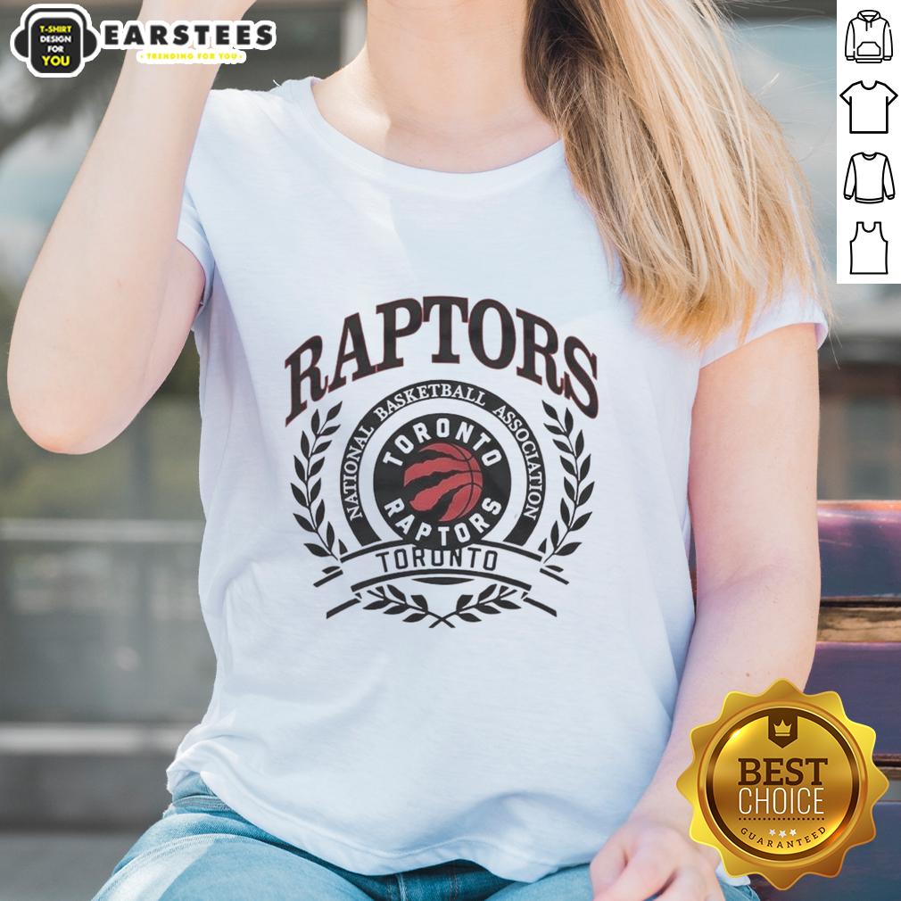 pretty-toronto-raptors-national-basketball-association-logo-laurel-wreath-frame-retro-ladies-tee Pretty Toronto Raptors NBA logo framed by a laurel wreath on a retro ladies tee design.
