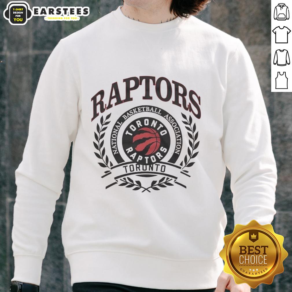 pretty-toronto-raptors-national-basketball-association-logo-laurel-wreath-frame-retro-sweatshirt Alt Text: Retro sweatshirt featuring the Toronto Raptors NBA logo framed by a laurel wreath, perfect for basketball fans.