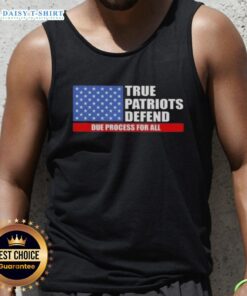 Pretty True Patriots defend due process in a stylish US flag tank top, perfect for patriotic events and casual wear.