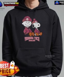 Alt Text: Stylish Virginia Tech Hokies hoodie featuring Snoopy and Charlie Brown, perfect for fans and cozy wear.