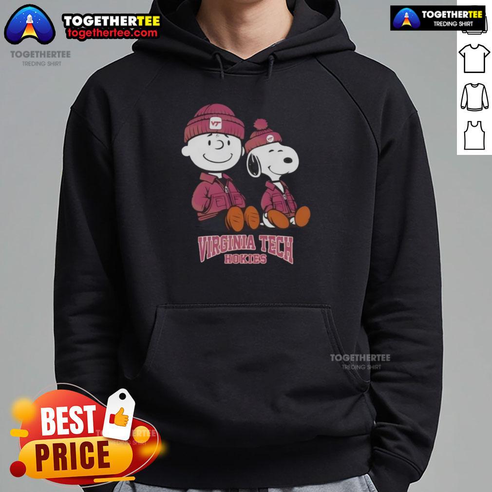 Pretty Virginia Tech Hokies X Snoopy And Charlie Brown Hoodie Alt Text: Stylish Virginia Tech Hokies hoodie featuring Snoopy and Charlie Brown, perfect for fans and cozy wear.