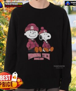 Pretty Virginia Tech Hokies sweatshirt featuring Snoopy and Charlie Brown, perfect for fans and cozy style.