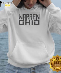 Alt Text: Stylish Pretty Warren Ohio Rectangle Text Hoodie in soft fabric, perfect for casual wear and showcasing local pride.