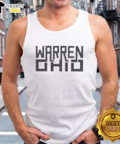 Pretty Warren Ohio Rectangle Text Tank Top in vibrant colors, perfect for casual summer wear. Stylish and comfortable design.