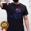 Alt Text: Pretty Wifey New York Giants Santa Hat Merry Christmas T-Shirt featuring festive design for holiday football fans.
