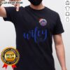 Pretty Wifey New York Mets Santa Hat Merry Christmas T-Shirt featuring festive design and team colors for holiday cheer.