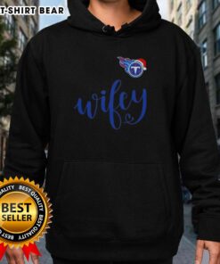 Pretty Wifey Tennessee Titans Santa Hat and Merry Christmas Hoodie for festive NFL fans, perfect holiday gift.